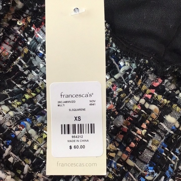 Francesca’s Mi Ami Multi Color Tweed Square Neck Sleeveless Mini Dress N… - Picture 9 of 10